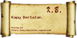 Kapy Bertalan névjegykártya